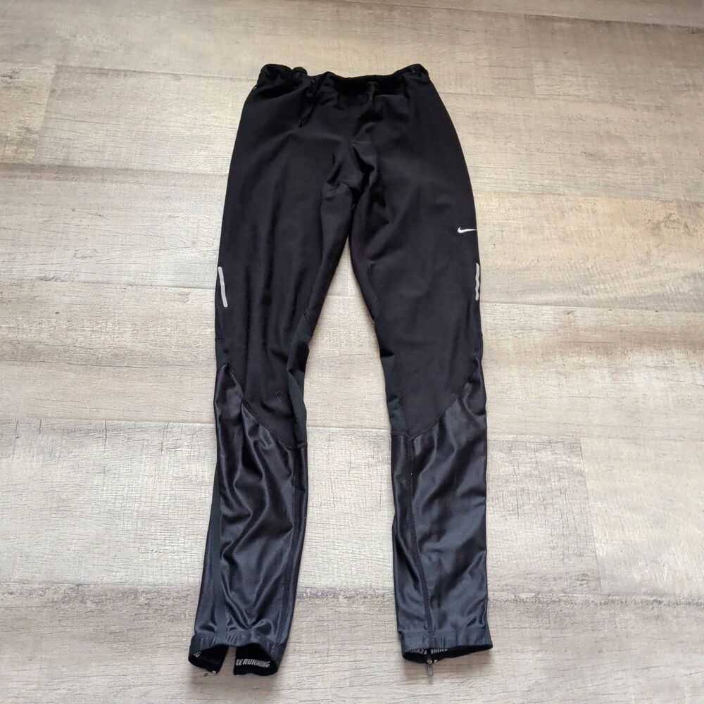 Nike Swift Women's Dri-FIT Running Pants Black Reflective Zipper Ankle S